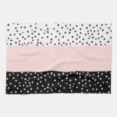 Roze witte zwarte waterverf poka-punten theedoek (Horizontaal)