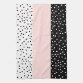 Roze witte zwarte waterverf poka-punten theedoek (Verticaal)