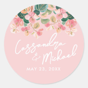 Roze Woestijn Bloemige Bruiloft Ronde Sticker
