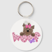 Roze wof Dog Sleutelhanger (Voorkant)