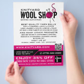 Roze wol Winkel, Knitting Store, Garn Store Flyer (Hand)