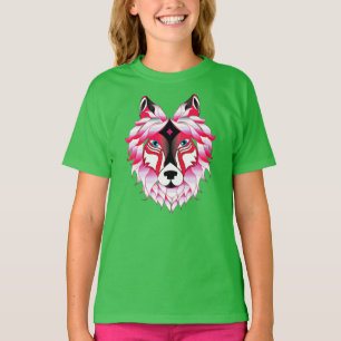 Roze Wolf Head Polygon Design-24531 T-shirt