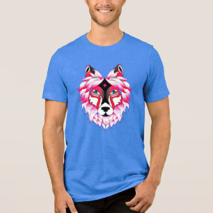 Roze Wolf Head Polygon Design-24531 Tri-Blend Shirt