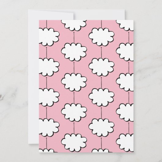 Roze wolk aan een touwtje doop uitnodiging (Achterkant)