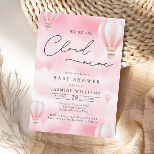 Roze Wolk Nine Baby Shower Kaart