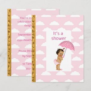 Roze wolken baby girl shower digitale download kaart