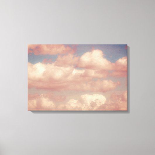 Roze wolken en blauw-hemelNatuur Triptych Canvas Afdruk (Voorkant)