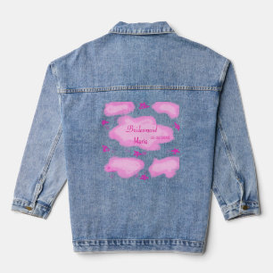 Roze Wolken Pastel Sterren Bruidsmeisje Girly Mode Denim Jacket