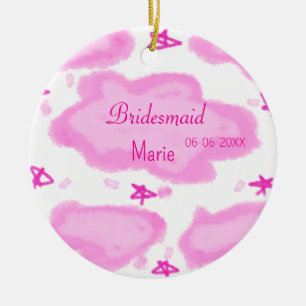 Roze Wolken Pastel Sterren Bruidsmeisje Girly Mode Keramisch Ornament