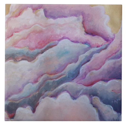 roze wolken schilderen tegeltje (Voorkant)