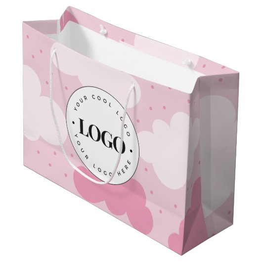Roze wolken Stotted Kind Winkelmerk Aangepaste Log Groot Cadeauzakje (Voorkant Gekanteld)
