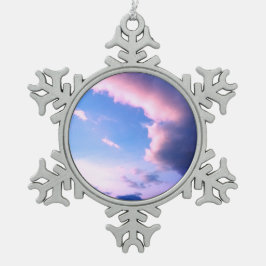Roze wolken tin sneeuwvlok ornament