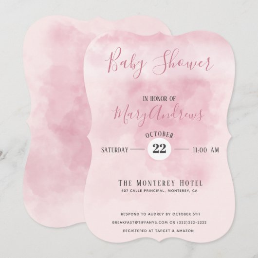 Roze wolkenBaby shower Kaart (Voorkant / Achterkant)