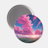 Roze wolkenmagneet magneet (Voorkant / Achterkant)