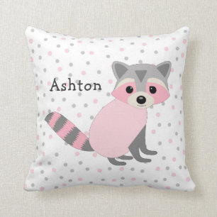 Roze Woodland Animal baby nursery name Kussen