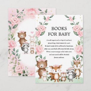  roze Woodland Animal Books for Baby Girl Informatiekaartje
