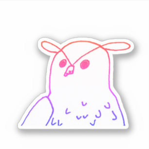 Roze Woodland Vogel Tekening Schattige Uil Sticker
