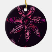 Roze Word Cloud June Flower Keramisch Ornament (Voorkant)