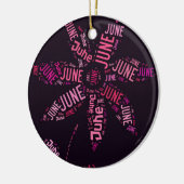 Roze Word Cloud June Flower Keramisch Ornament (Links)