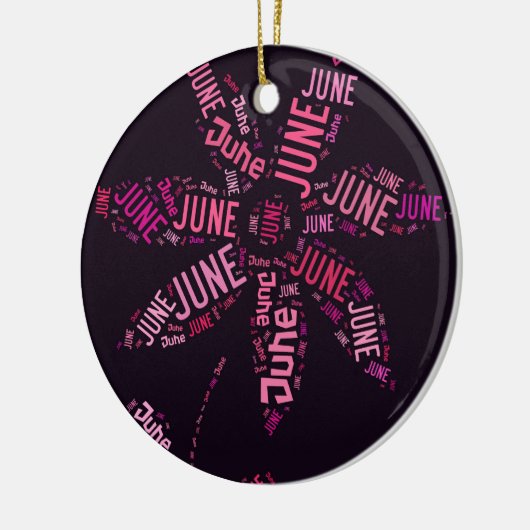 Roze Word Cloud June Flower Keramisch Ornament (Links)