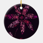 Roze Word Cloud June Flower Keramisch Ornament (Achterkant)