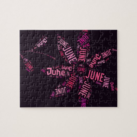 Roze Word Cloud June Flower Legpuzzel (Horizontaal)