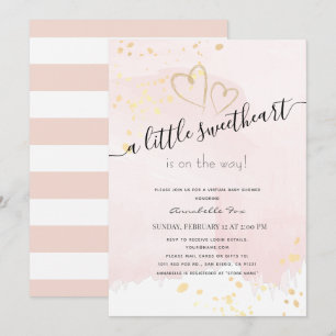 Roze x Gold Lieverd virtueel Baby shower Kaart