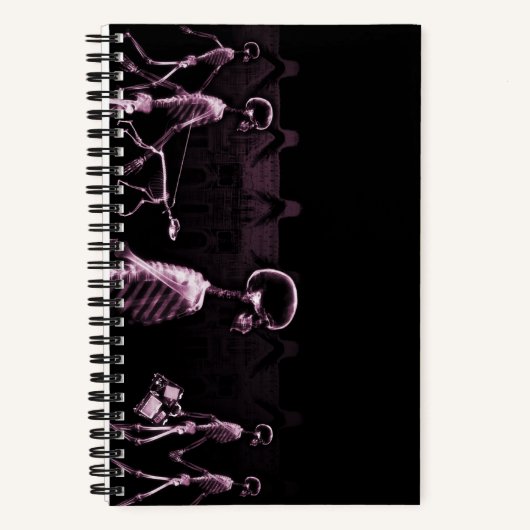 Roze X-Ray Skeleton City Scene Notitieboek (Voorkant)