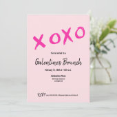 Roze XOXO Chic Galentine's Brunch Party Kaart (Staand voorkant)