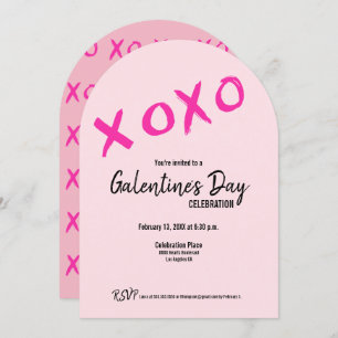 Roze XOXO Cute Galentine Day Party Kaart