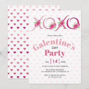 Roze XOXO en rozen Galentines Day party Kaart