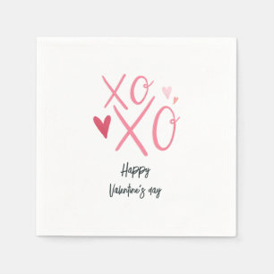 Roze "XOXO"Harten Fijne Valentijnsdag Servet