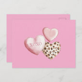 Roze XOXO Leopard Print Hearts Briefkaart (Voorkant / Achterkant)