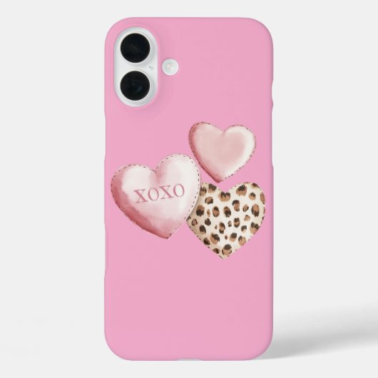 Roze XOXO Leopard Print Hearts Case-Mate iPhone Case (Achterkant)