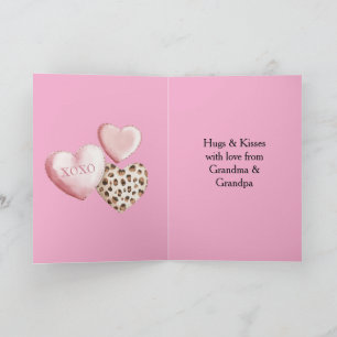 Roze XOXO Leopard Print Hearts Kaart