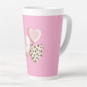 Roze XOXO Leopard Print Hearts Latte Mok (Rechterhoek)
