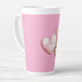 Roze XOXO Leopard Print Hearts Latte Mok (Linkerhoek)