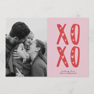 Roze XOXO moderne Valentijnsdag fotokaart Kaart