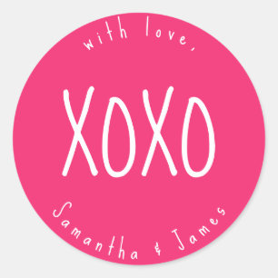 Roze XOXO Romantic op maat Ronde Sticker
