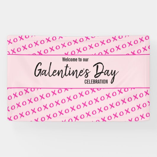 Roze XOXO Welkom Galentine Dag Spandoek (Horizontaal)