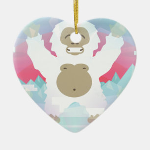 roze yeti keramisch ornament