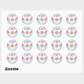 roze yeti ronde sticker (Vel)