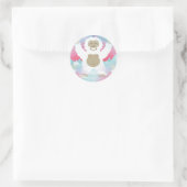 roze yeti ronde sticker (Tas)