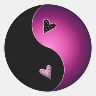 roze yin yang ronde sticker