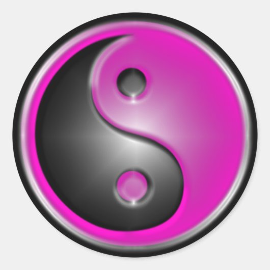 Roze Yin & Yang Ronde Sticker (Voorkant)