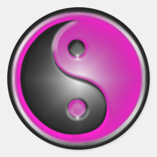 Roze Yin & Yang Ronde Sticker