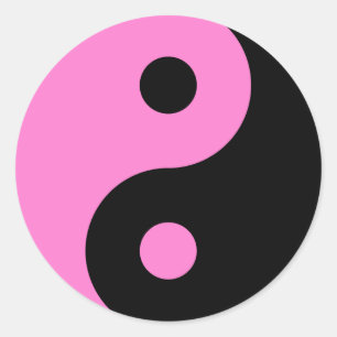 Roze Yin Yang Symbol Ronde Sticker