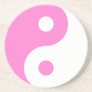 Roze Yin Yang Symbol Zandsteen Onderzetter