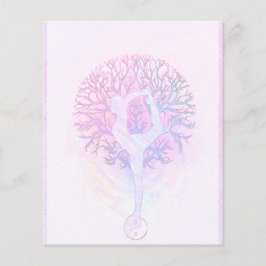 Roze Yoga Boom Vrouw in Pastelkleuren Flyer