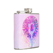 Roze Yoga Tree Vrouw in parelkleuren Heupfles (Rechts)